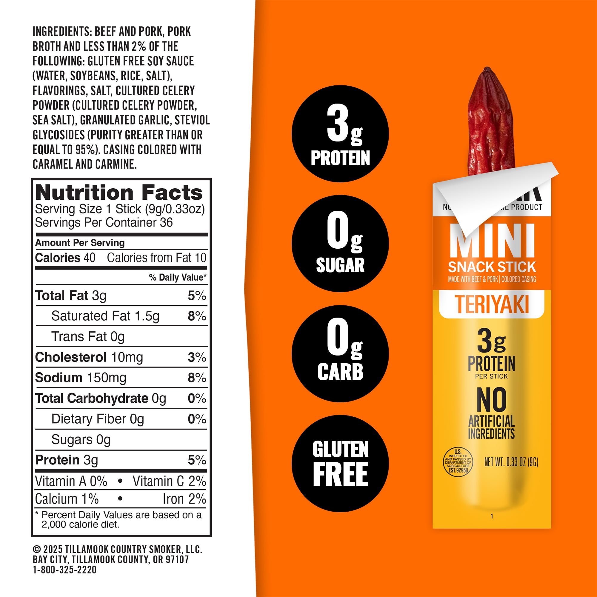 Tillamook Teriyaki Mini Sausages close-up glaze, savory-sweet flavor in every bite.