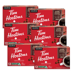 Tim Hortons Dark Roast K-Cup pod close-up for a quick, rich cup.