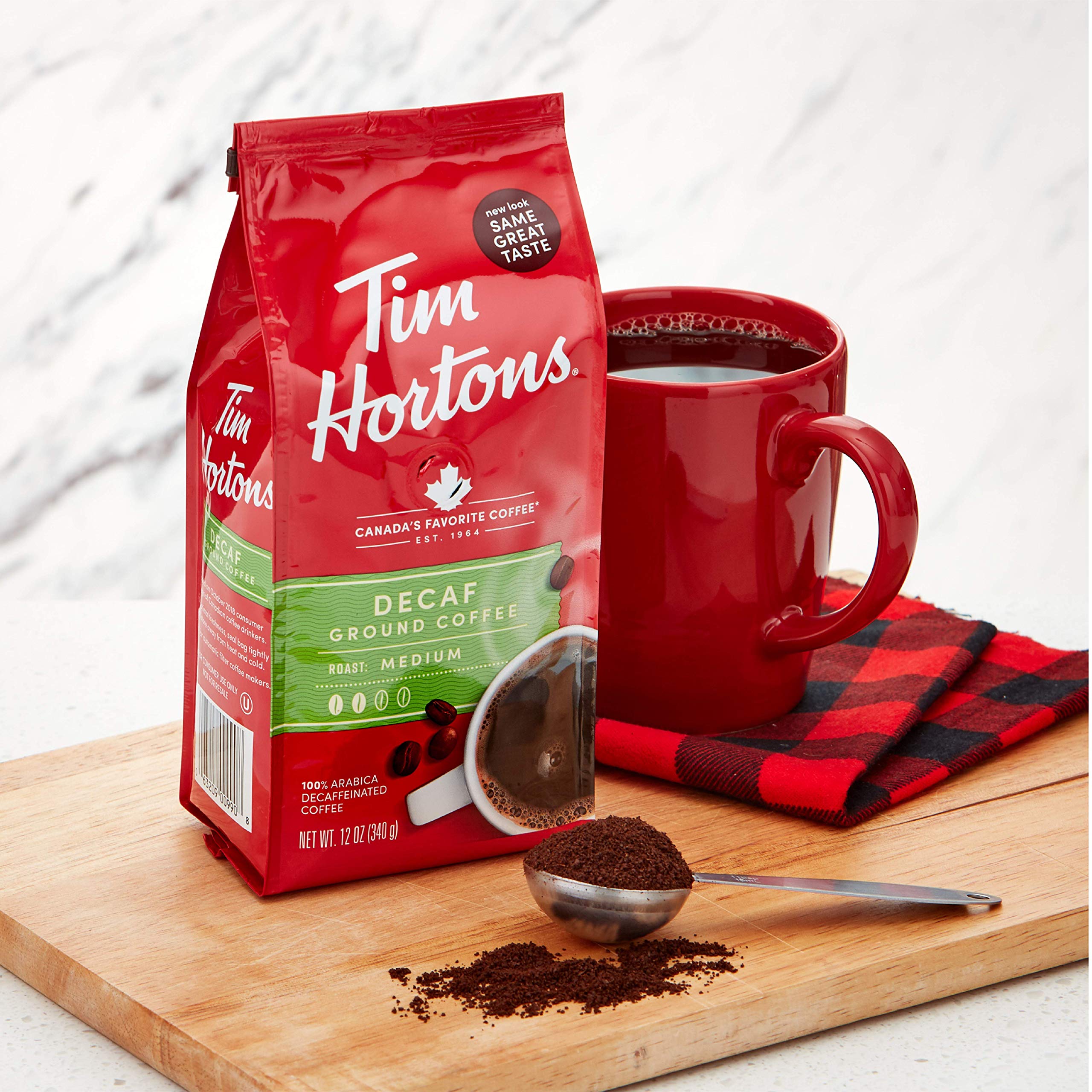 Cold brew jar with Tim Hortons Decaf Blend for refreshing cold coffee