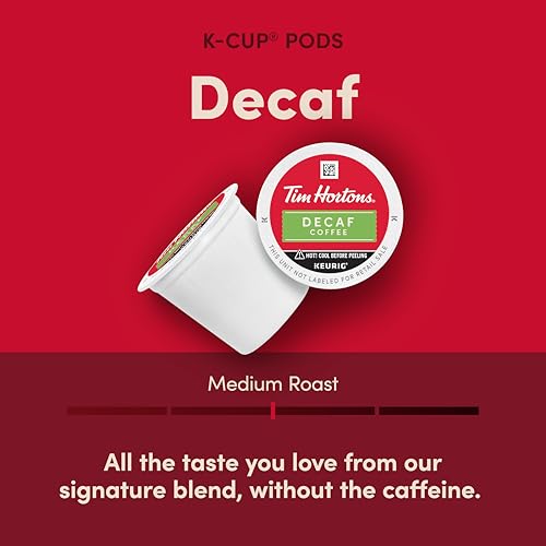Tim Hortons decaf pod in a Keurig brewer for quick brew.