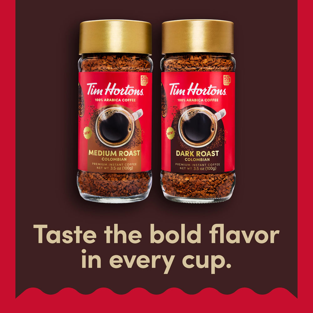 Tim Hortons Original Blend Instant Coffee pack setup in a compact jar