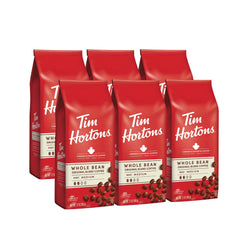 Tim Hortons Original coffee beans pack demonstrates premium whole bean freshness for at-home grinding.