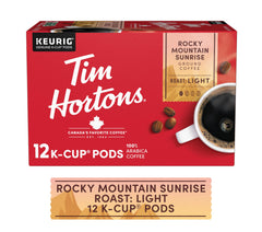 Tim Hortons Rocky Mountain Sunrise K-Cup pods deliver a light, balanced cup with chocolate and fruit notes.