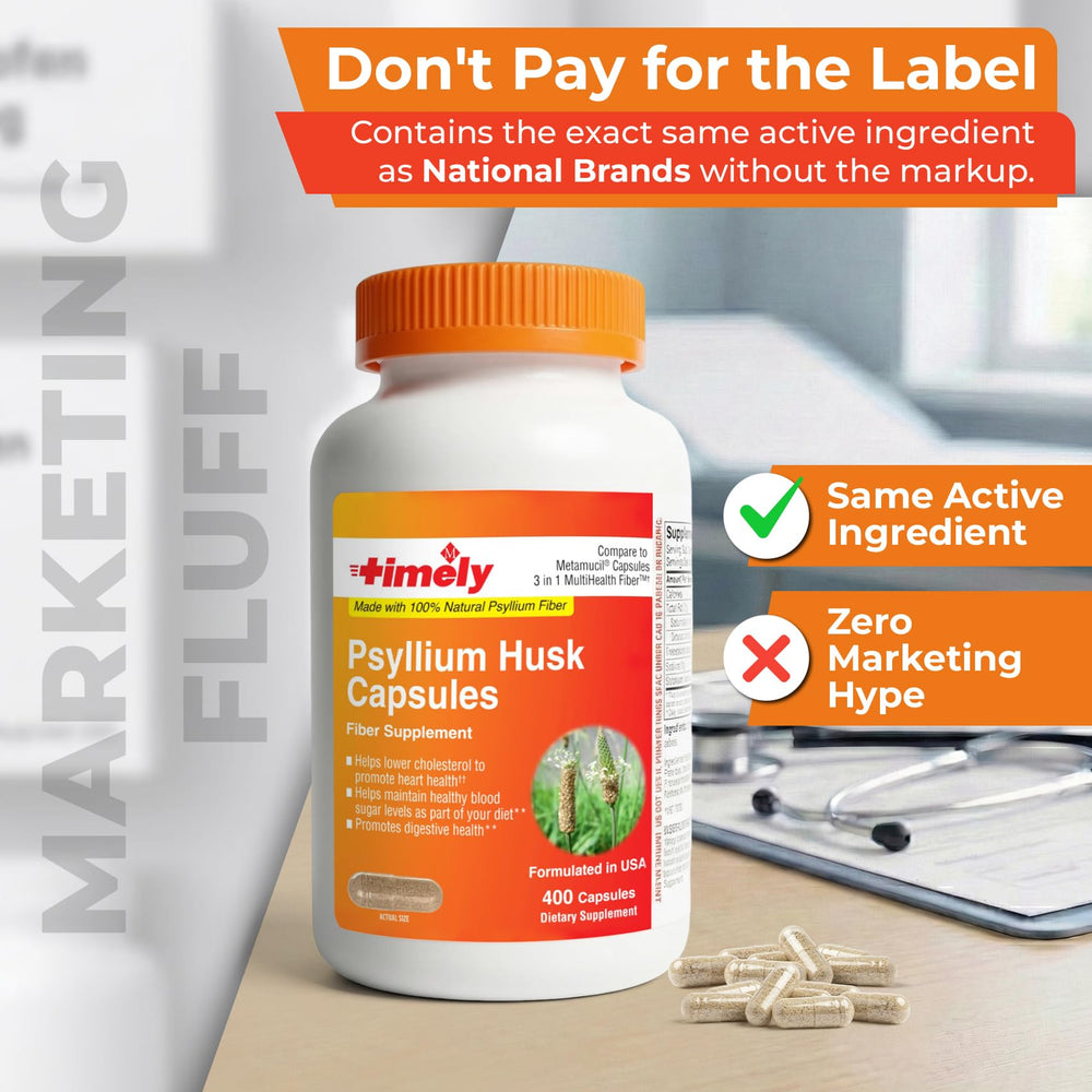 TIME-CAP LABS psyllium capsules pour into a glass of water.