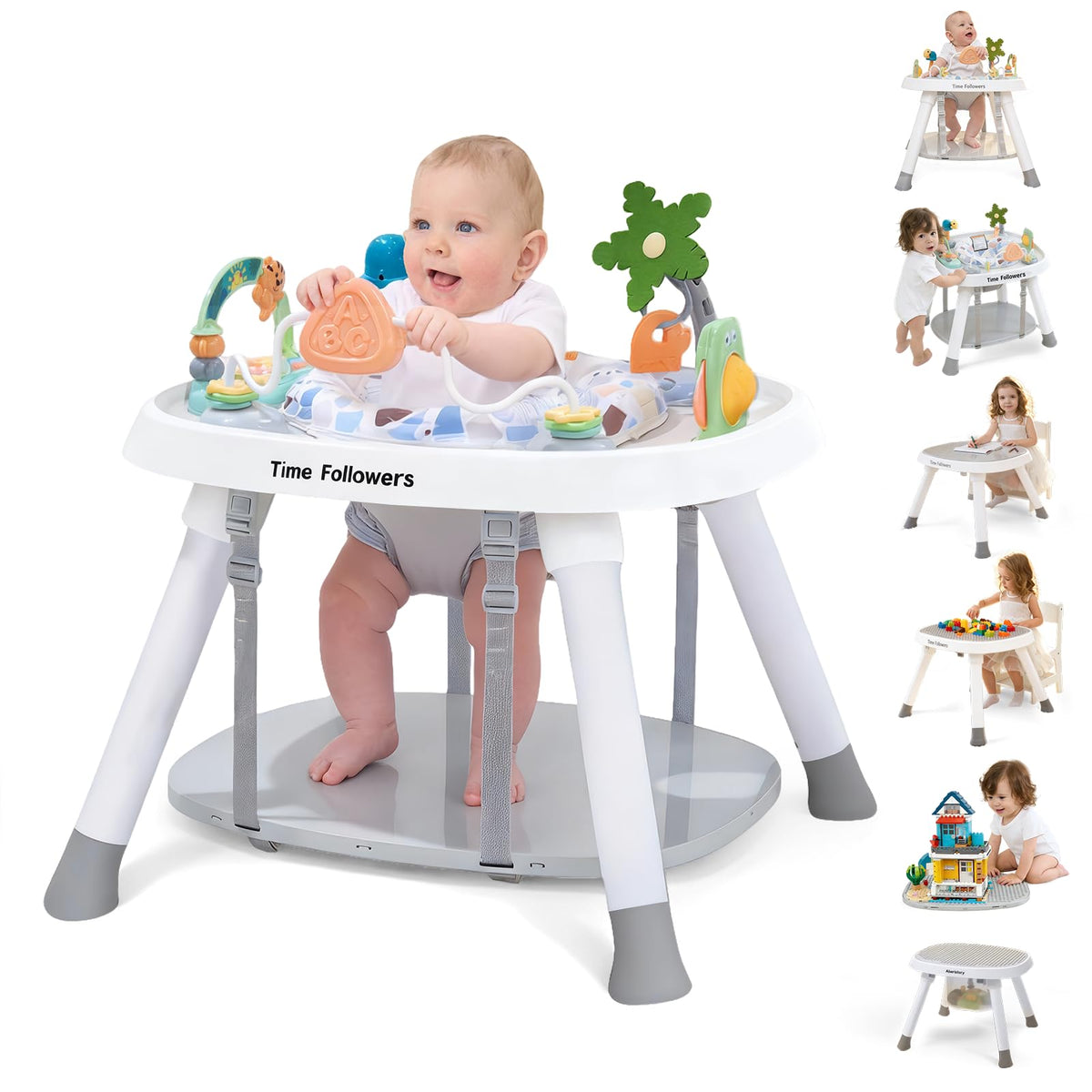 Time Followers 6-in-1 activity center showing evolving stages for toddler play