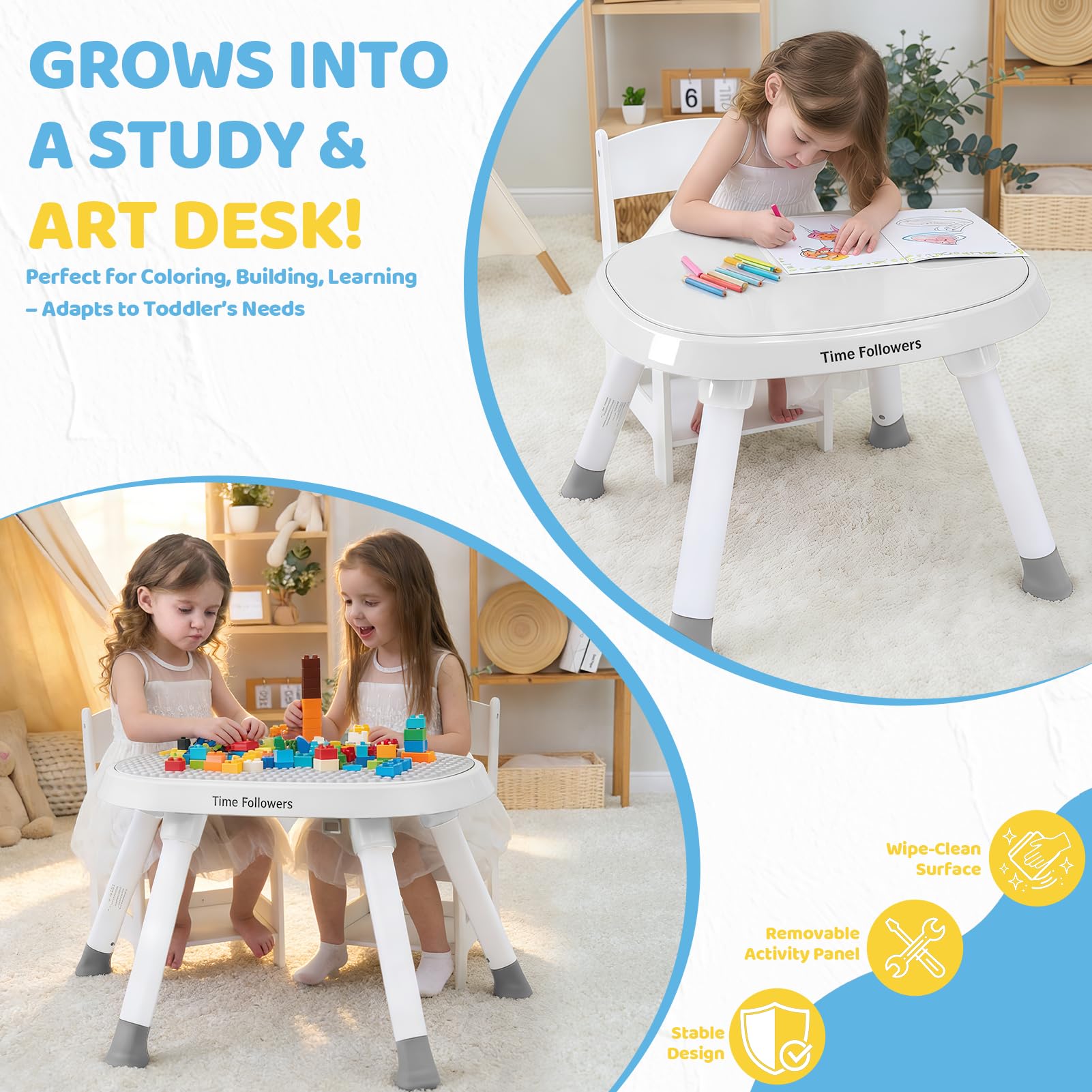 Time Followers standing play center supporting independent exploration and early motor skills