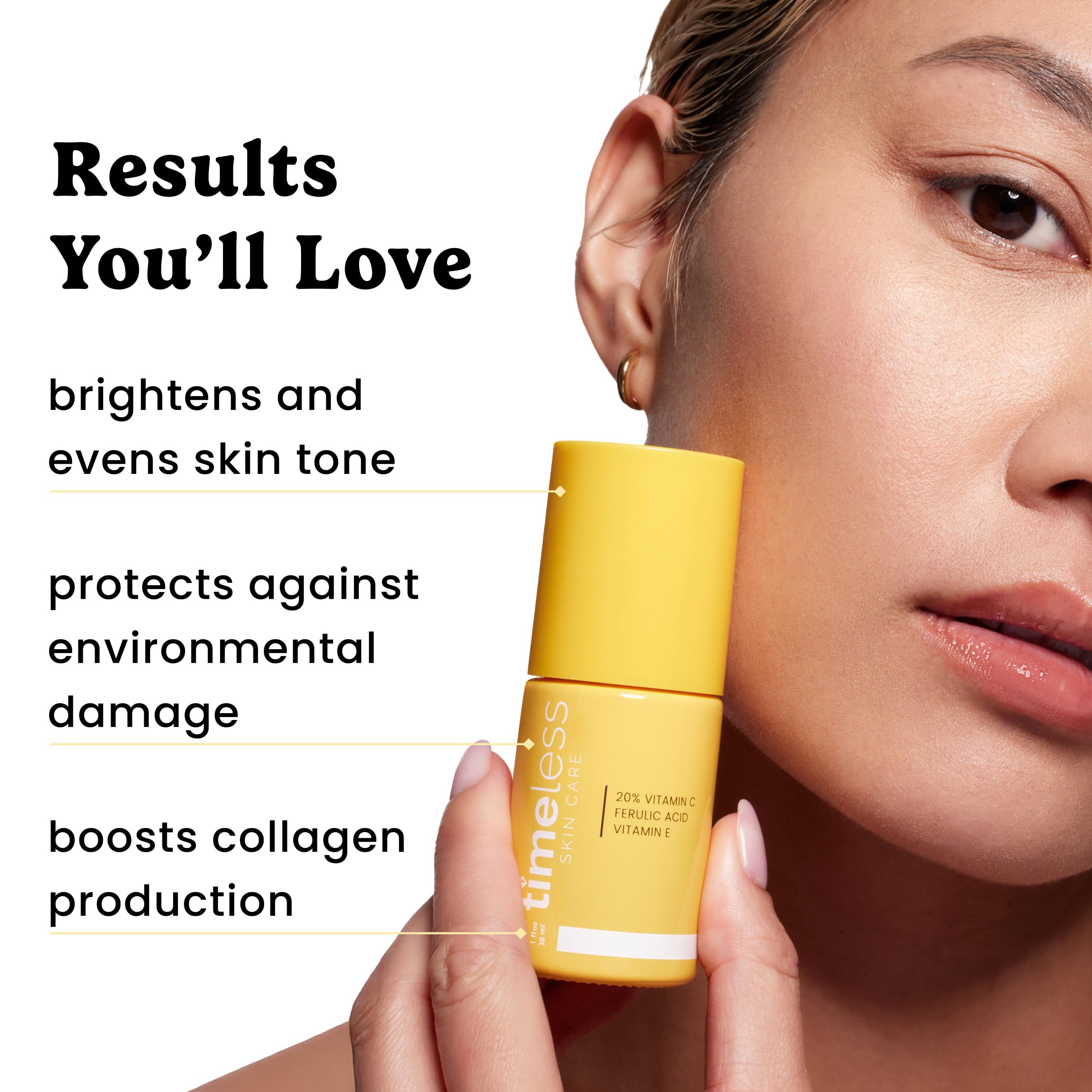 Timeless Skin Care vitamin C serum applied to clean skin for even tone potential