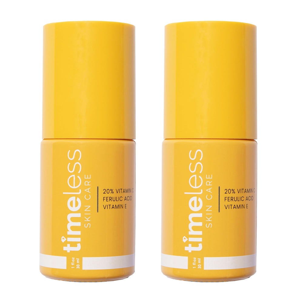 Timeless Skin Care Vitamin C Serum bottle front emphasizes brightening action for even tone