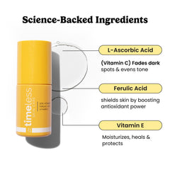 Timeless Skin Care Vitamin C Serum packaging highlights fragrance-free formula