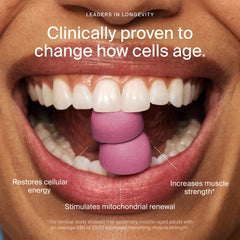 Timeline Mitopure gummies bottle side with dosage information