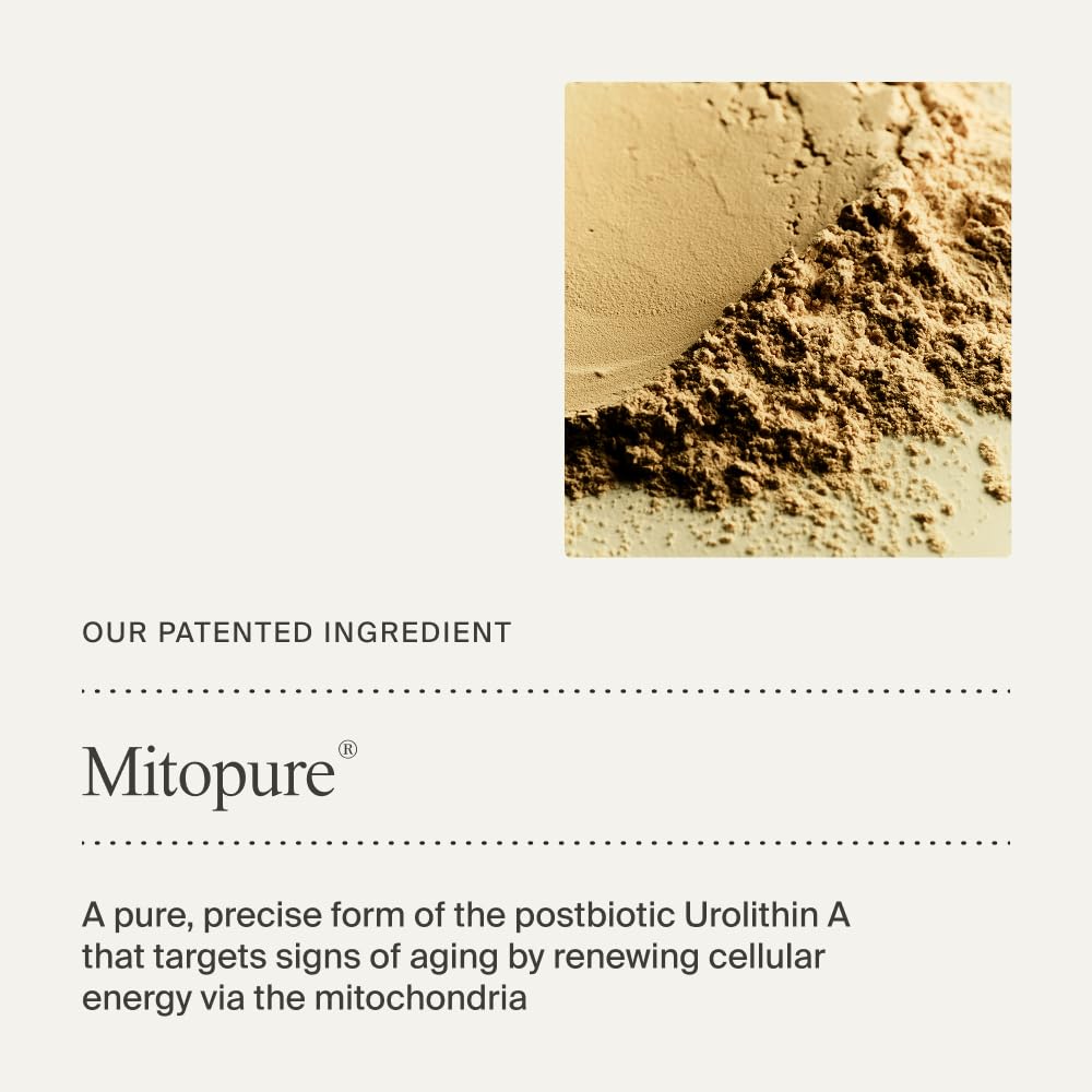 Timeline Mitopure packaging design highlighting clean packaging and brand values.
