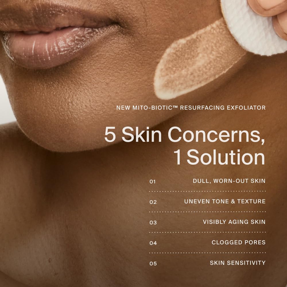 Timeline Mitopure plant-based acids close-up highlighting gentle exfoliation and skin smoothing.