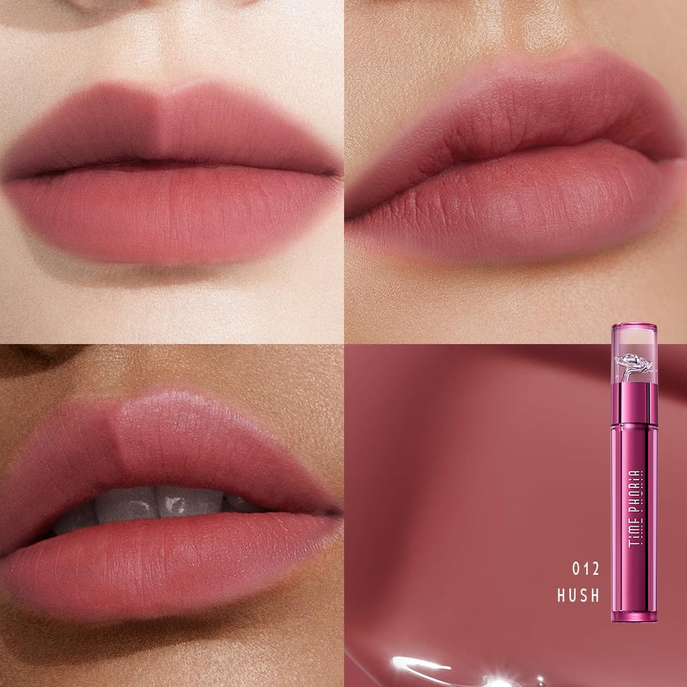 TIMEPHORIA Altera lip stain 012 Hush provides hydrating long wear color