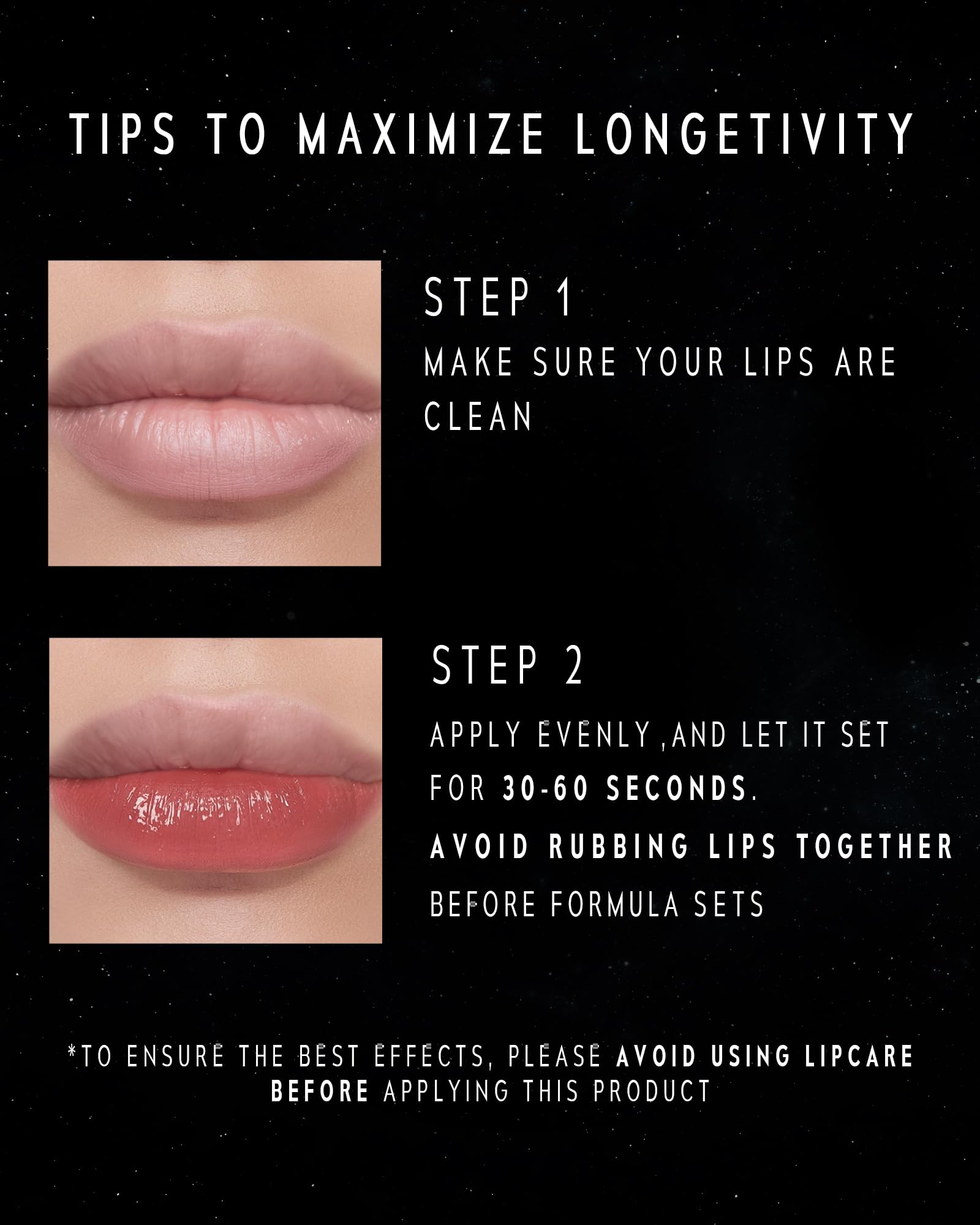 Timephoria Stellar Dust Lip Stain Nerose color collection swatch demonstrates versatility.