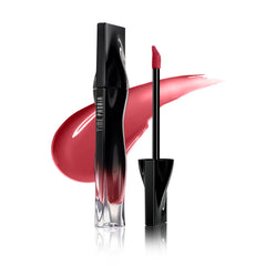 Timephoria Stellar Dust Lip Stain Nerose swatch on lips showing long-lasting color.