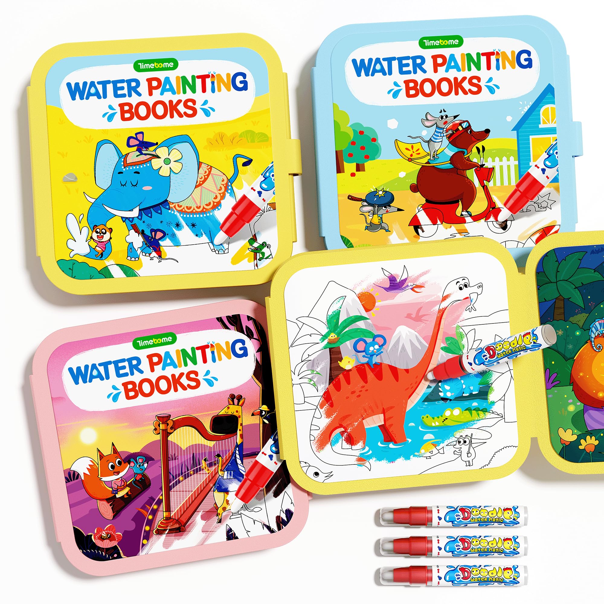 Timetome Fairy Tale water book reveals colors with water for mess-free fun.