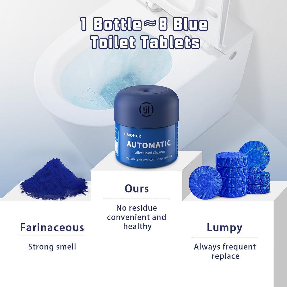 TIMOHCR blue water indicator shows active release of cleaning solution between flushes.