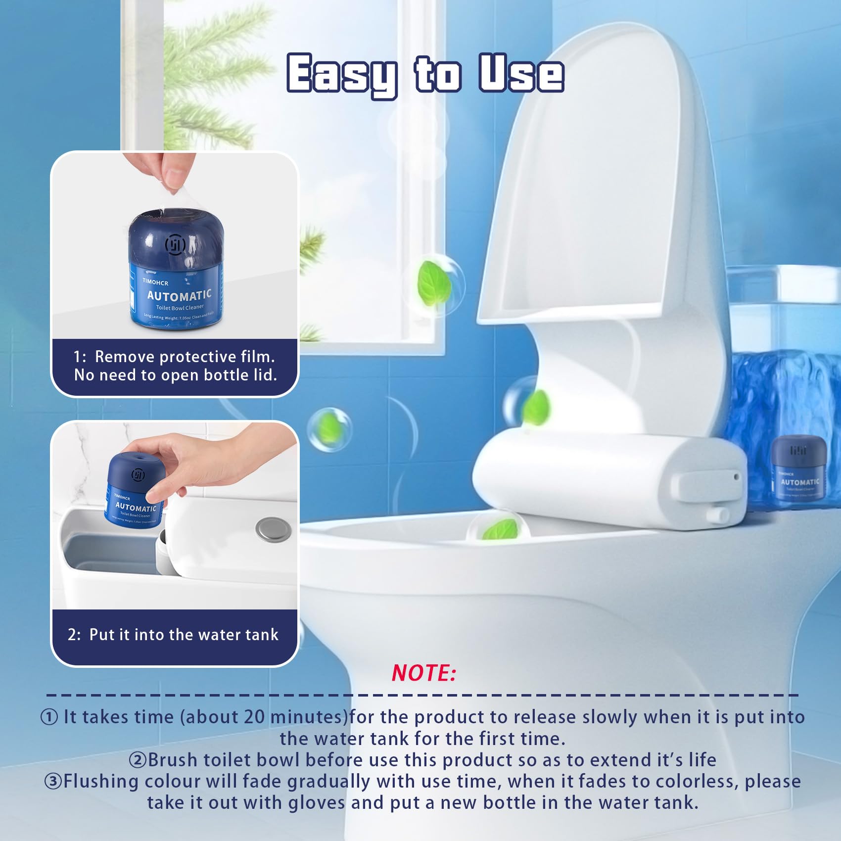 TIMOHCR recyclable glass bottle supports an eco-friendly bathroom solution.