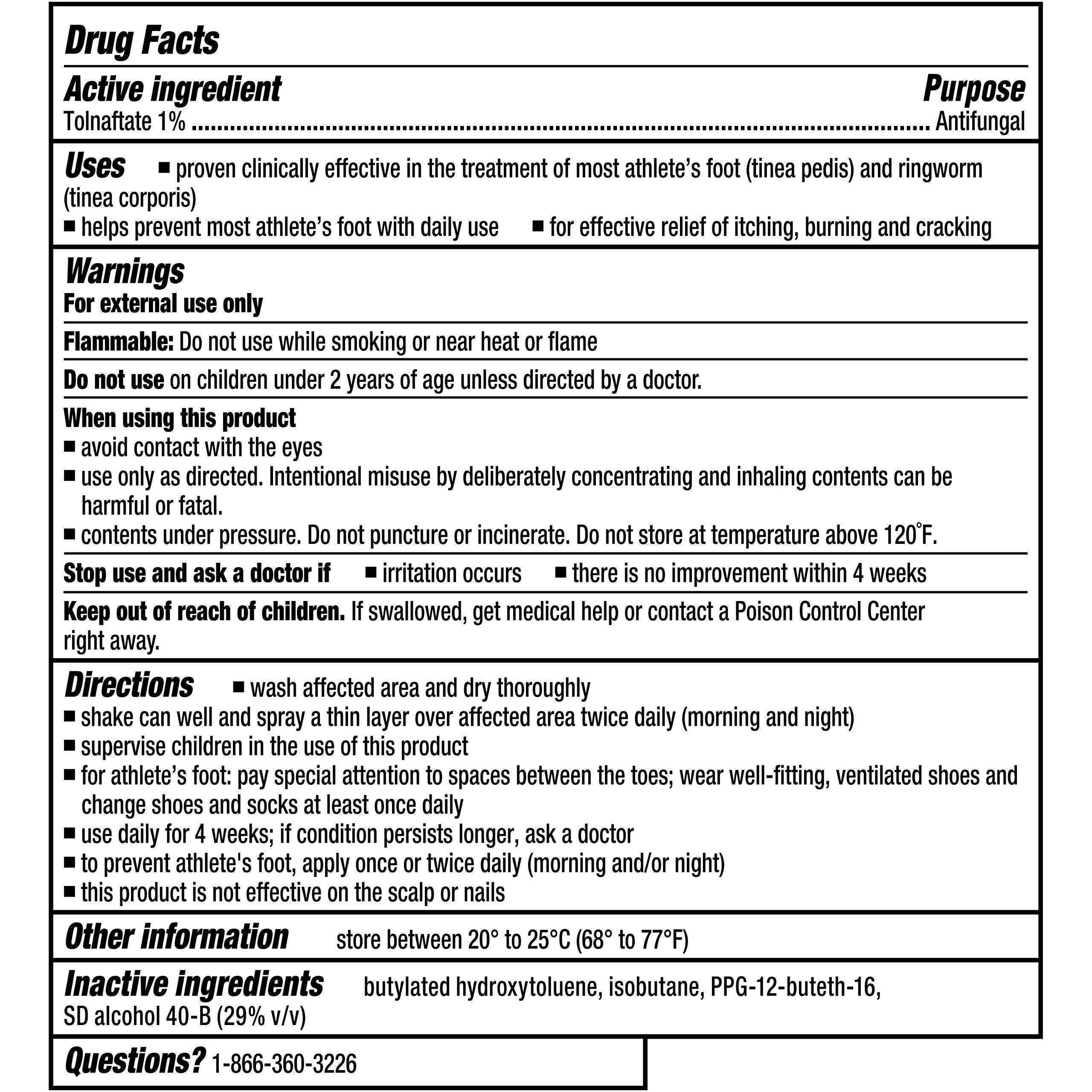 Tinactin antifungal liquid spray packaging on shelf