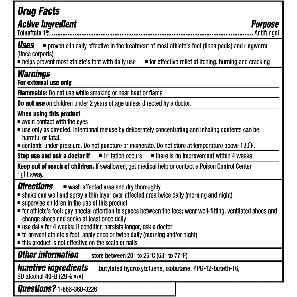 Tinactin antifungal liquid spray packaging on shelf