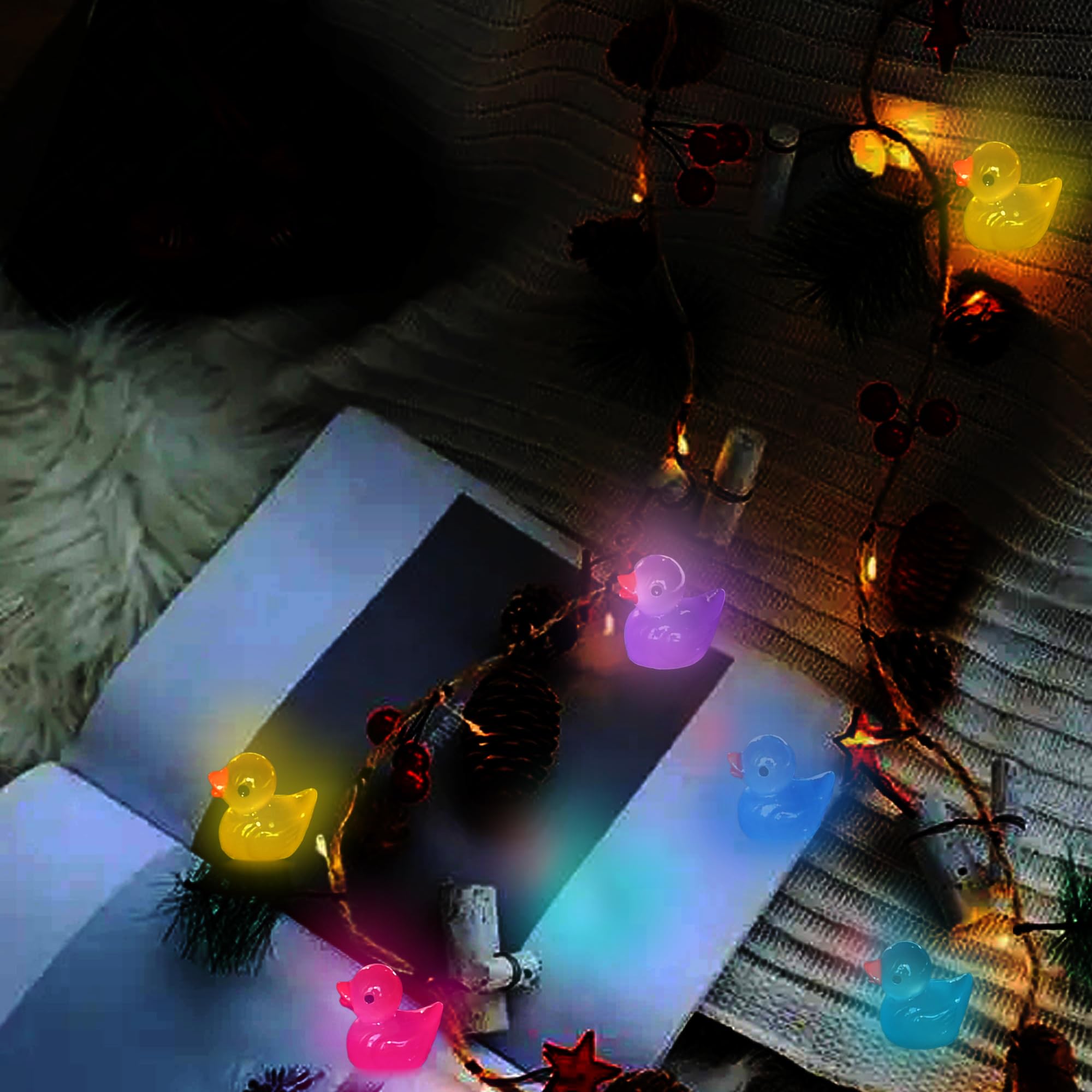 Tindobewan luminous duck figures for slime toppers and cake decorations.