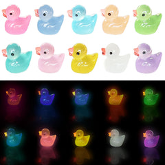 Tindobewan glow-in-the-dark mini ducks illuminate slime crafts and dollhouse scenes.