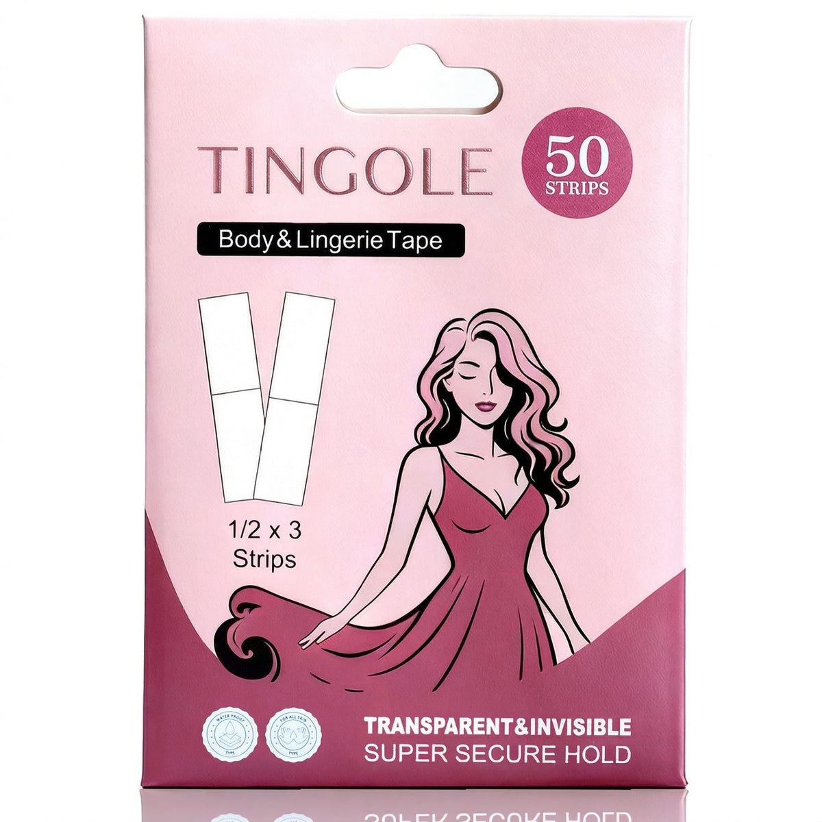TINGOLE fashion tape demonstrates strong hold for secure, invisible adhesion.