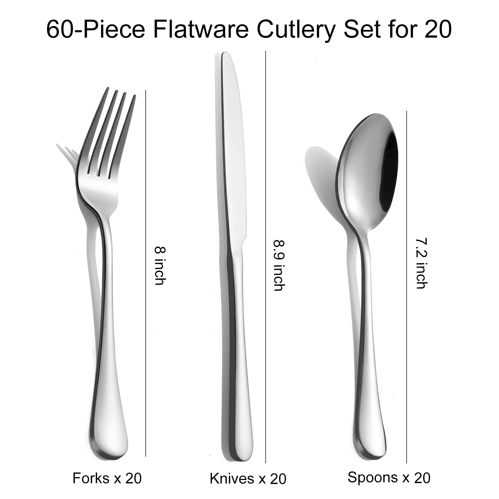 TININA 60-piece silverware forks for sturdy daily dining.