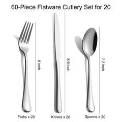 TININA 60-piece silverware forks for sturdy daily dining.