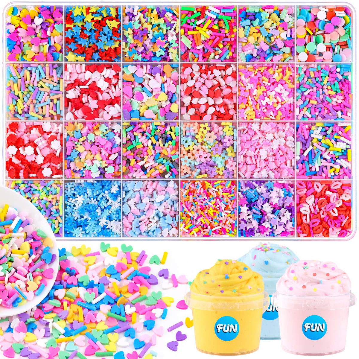 TINKRSTUFF 24-grid slime mix-ins bulk pack for versatile slime crafting