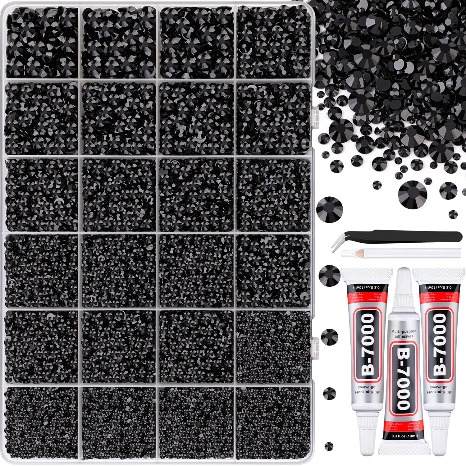 TINKRSTUFF black rhinestones in a 32000-piece box for versatile DIY projects
