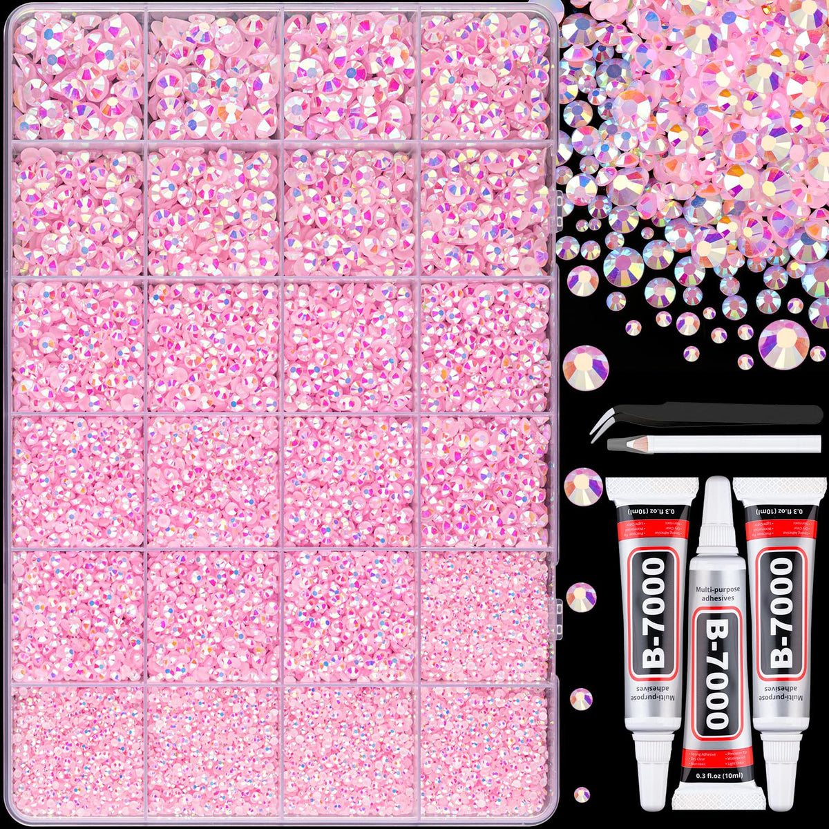 TINKRSTUFF light pink AB rhinestones 2mm grid for precise craft accents.