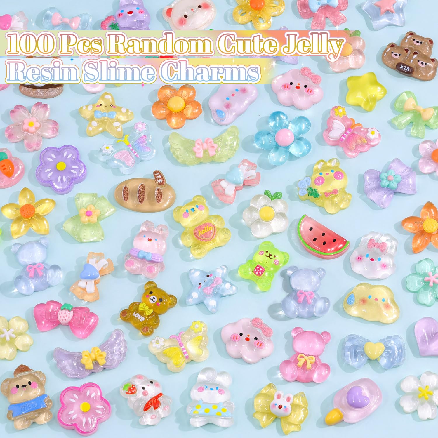 TINKRSTUFF slime charms color variety 100pc pack 02 for DIY projects.