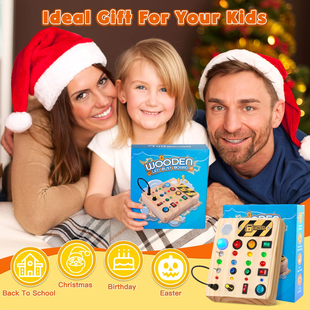 TINTECUSA Busy Board wooden panel offers durable, safe play for toddlers.