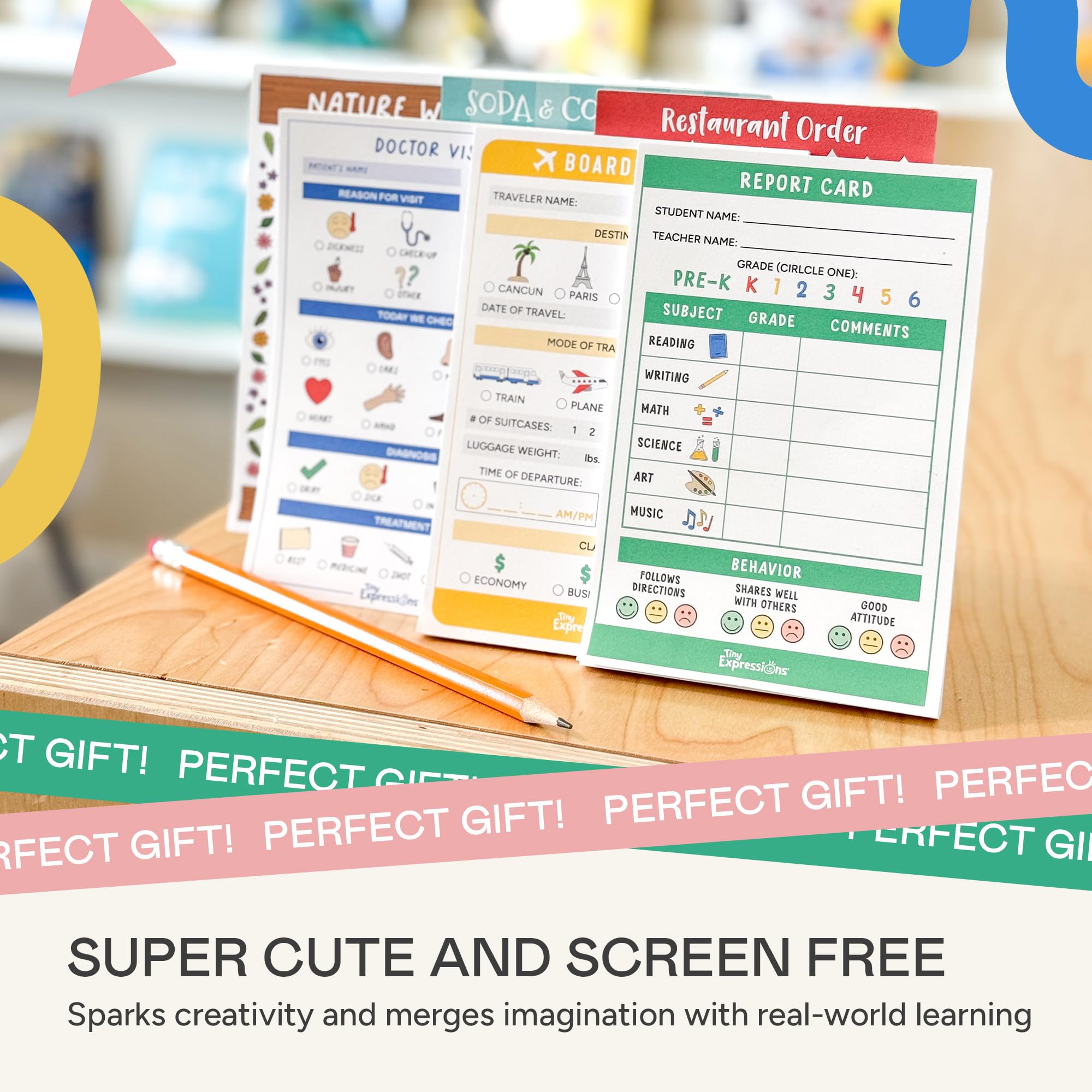 Tiny Expressions pretend-play notepads durable-thick-paper page shows sturdy design