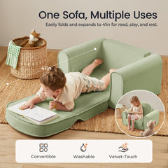 Tiny Land 2-in-1 sofa open into lounge mode, offering extra space for play.