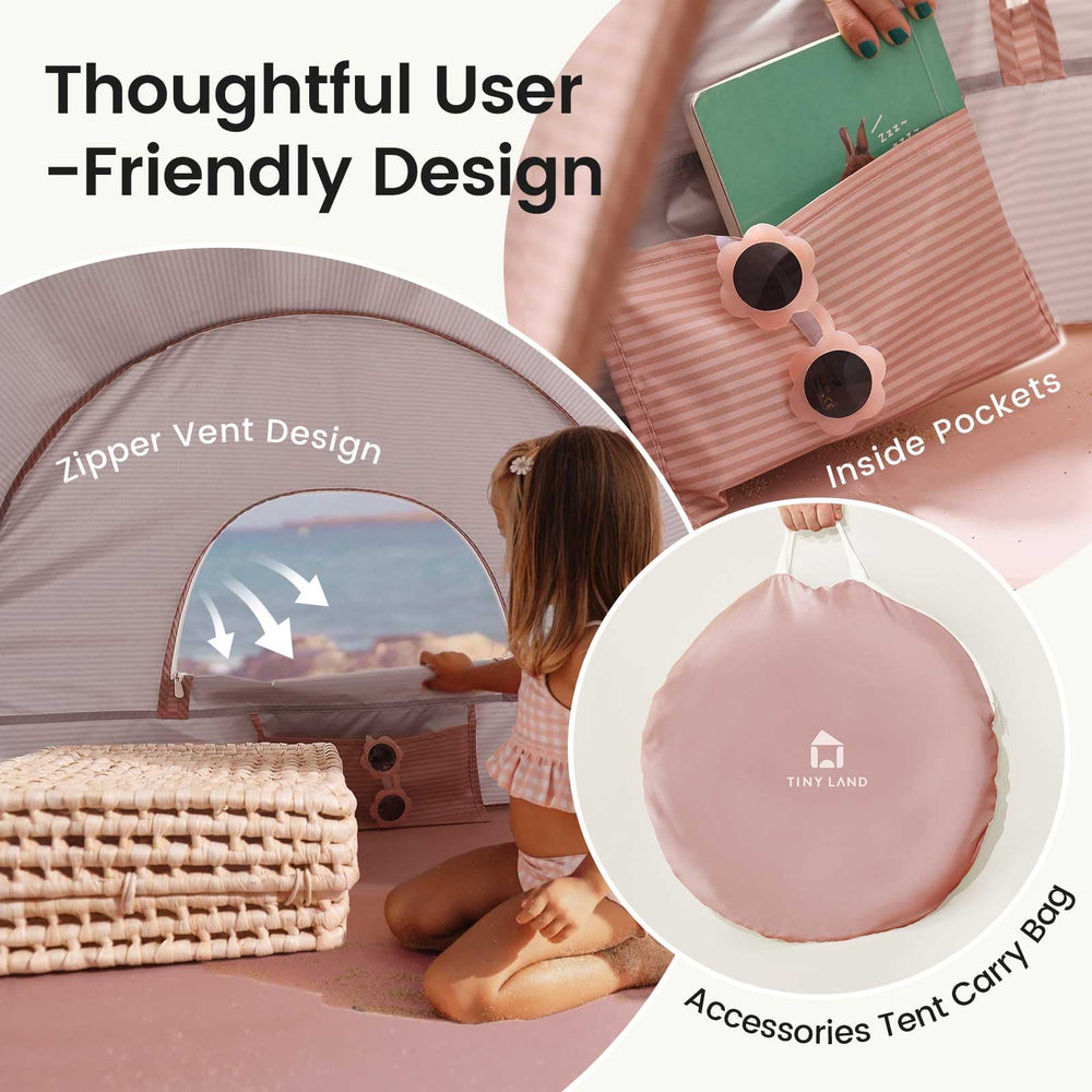 Instant setup saves time at beach or park with Tiny Land tent.