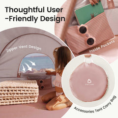 Instant setup saves time at beach or park with Tiny Land tent.