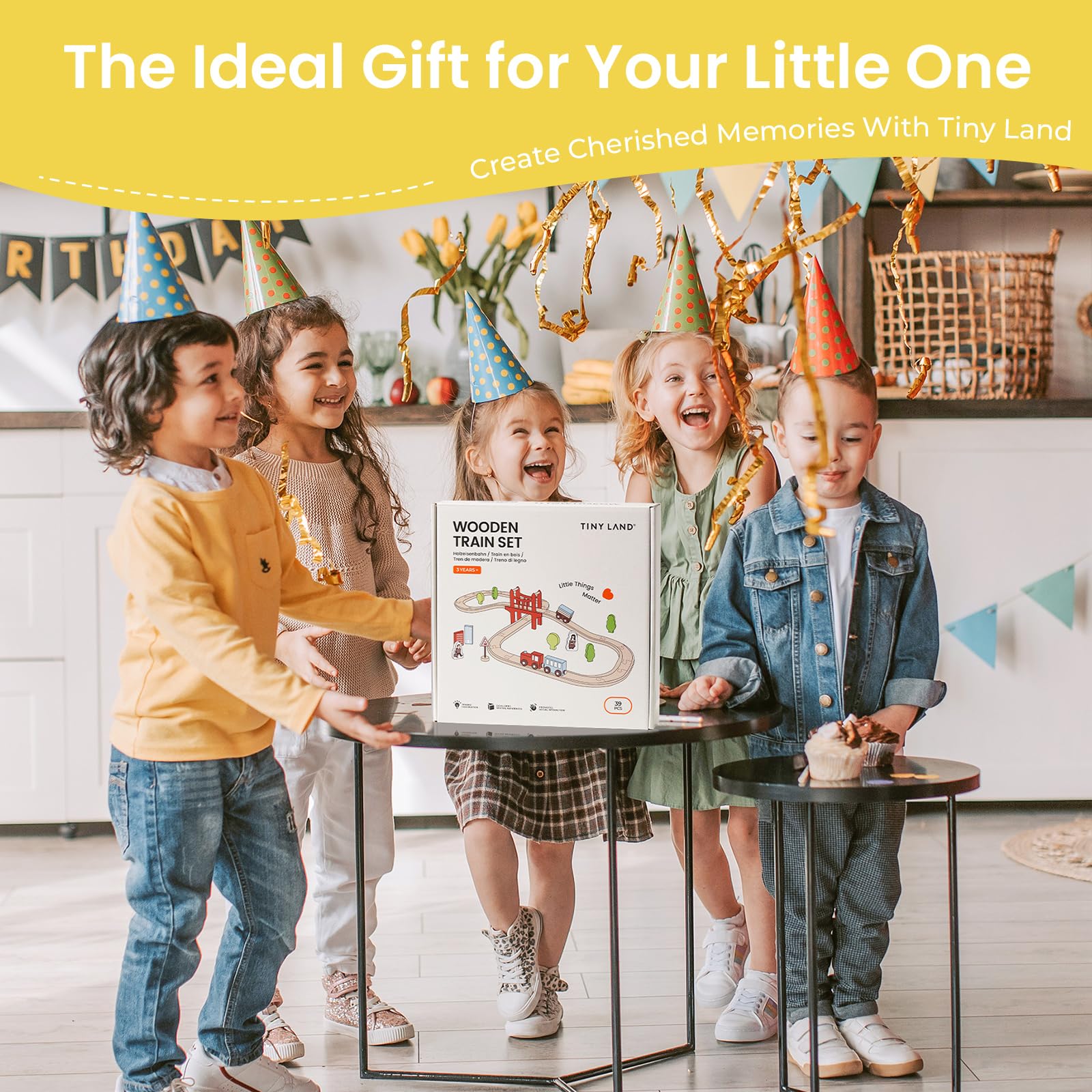Tiny Land family-playtime scene promotes sharing and fine motor skills through pretend travel.