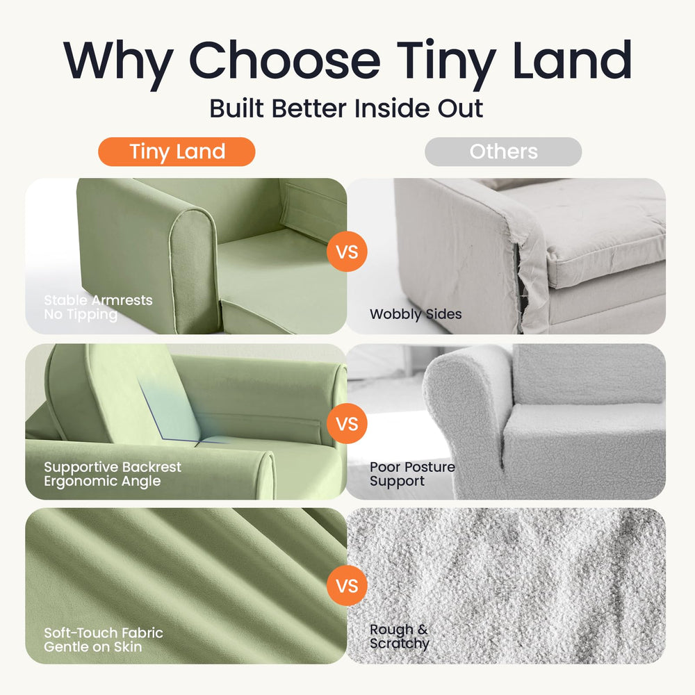 Tiny Land 3.5-inch foam comfort and extended lounge length.