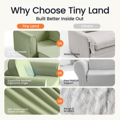Tiny Land 3.5-inch foam comfort and extended lounge length.
