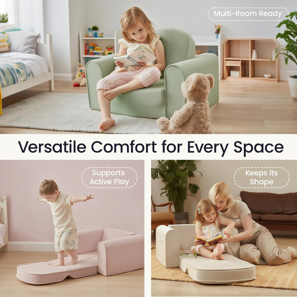 Tiny Land sofa with built-in handle for easy mobility by kids.