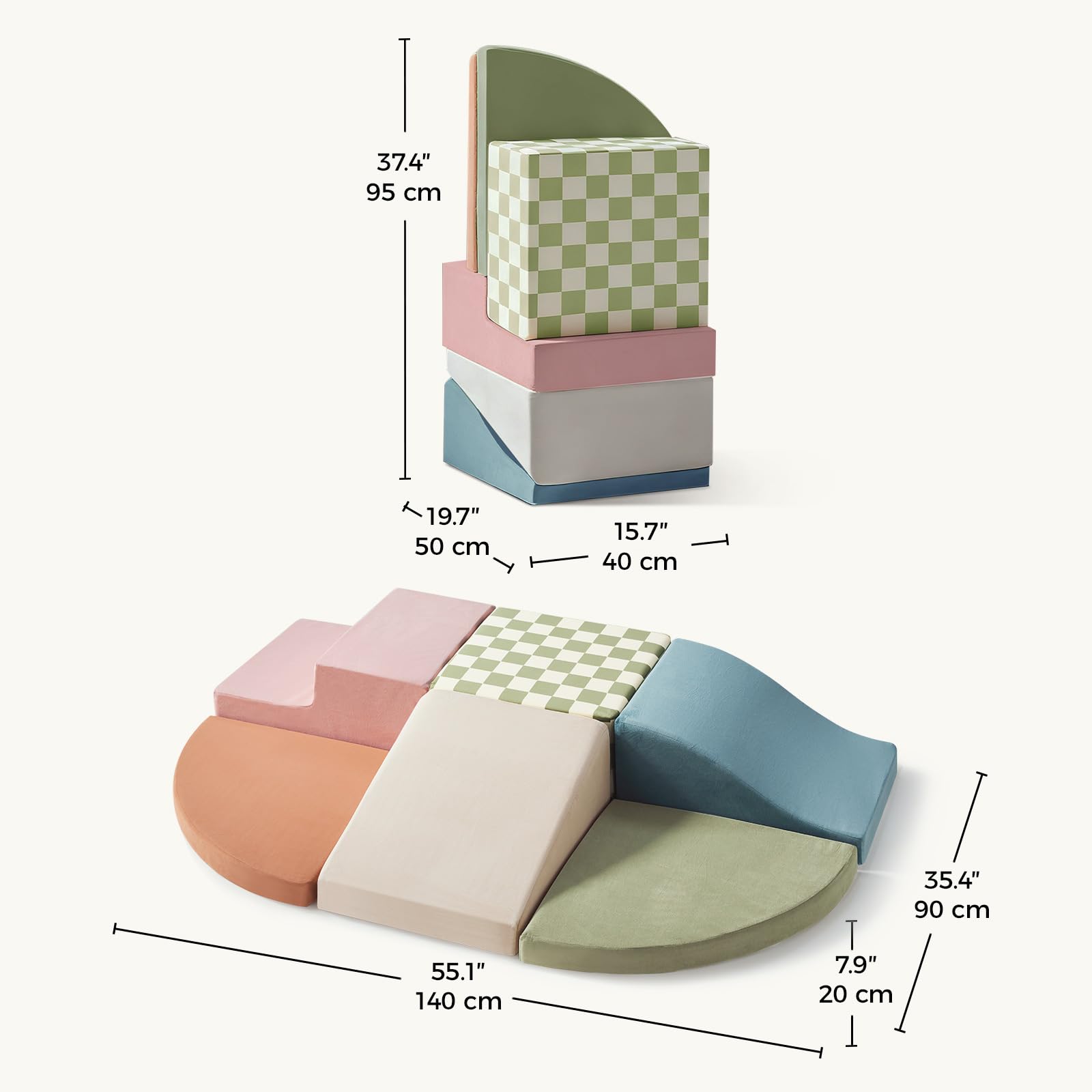 Tiny Land blocks connect securely with Velcro to keep configurations stable during play