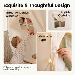 Sturdy frame keeps the Tiny Land tent stable during play