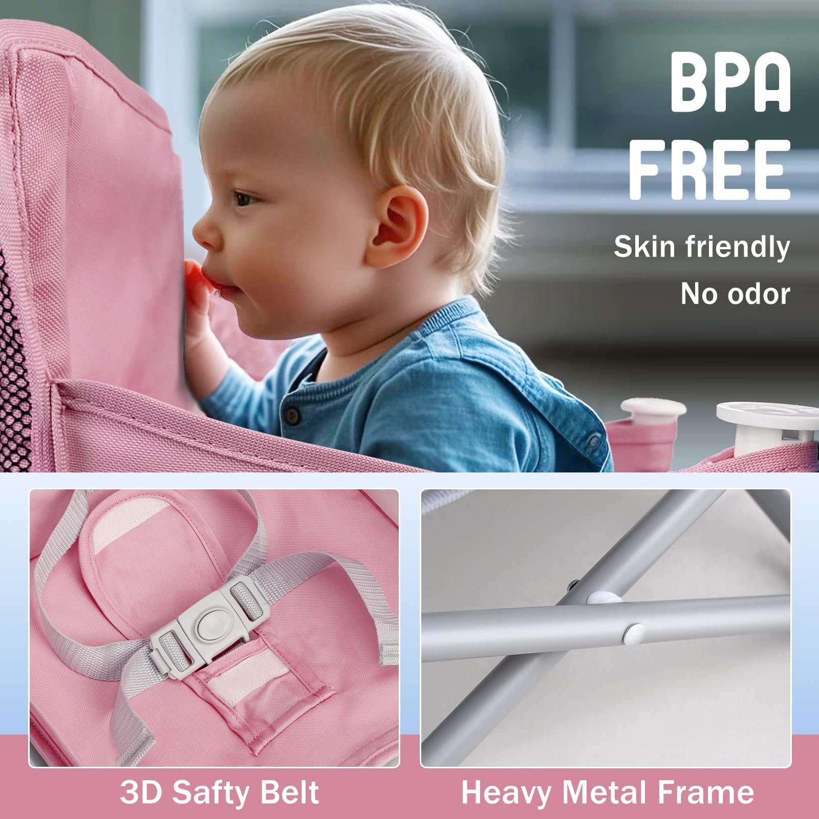 Tiny Marvels booster seat with carry bag, ideal for family trips and hotel stays.