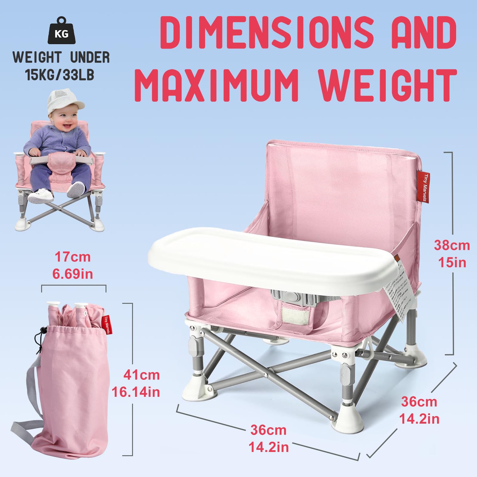 Tiny Marvels booster chair backed by a lifetime warranty for lasting peace of mind.