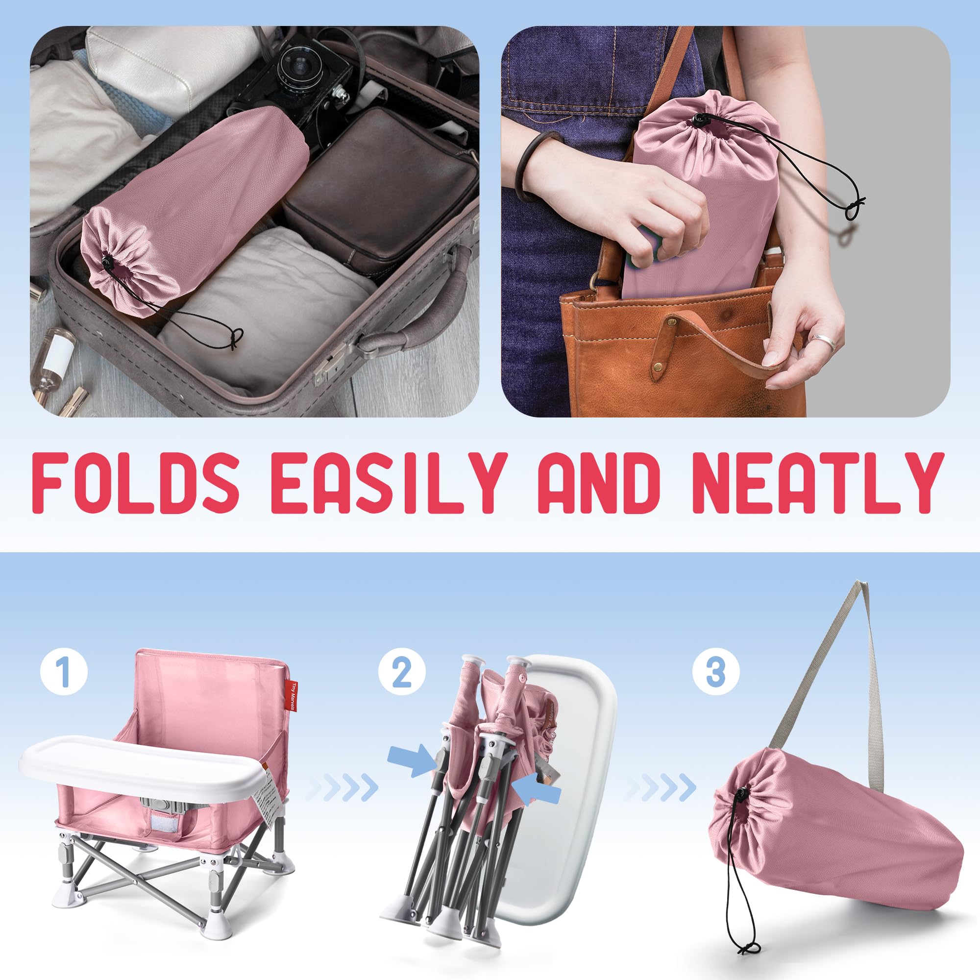 Tiny Marvels seat uses soft 600D Oxford fabric for a cozy sitting experience.