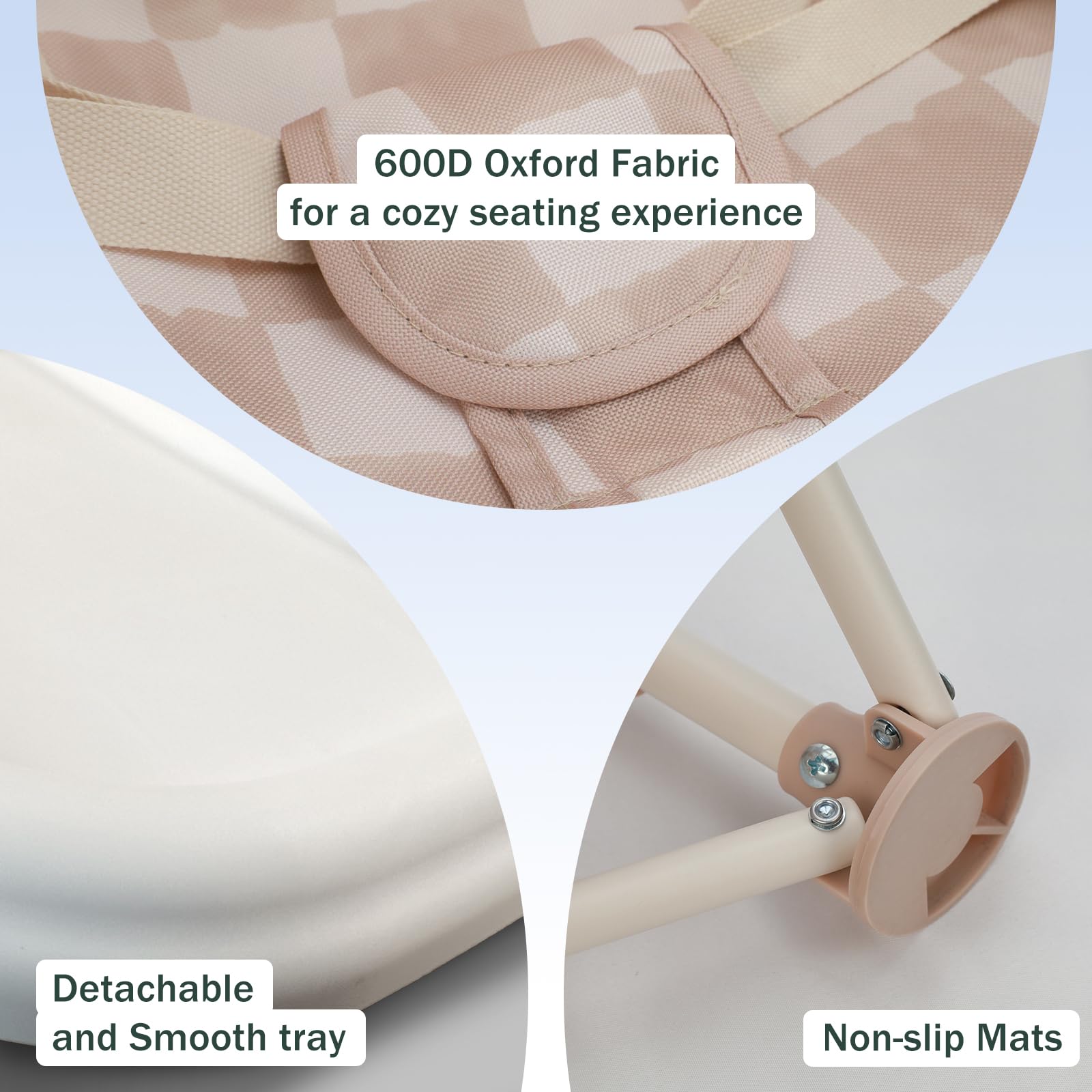 Sturdy frame with non-slip feet stays stable on various surfaces