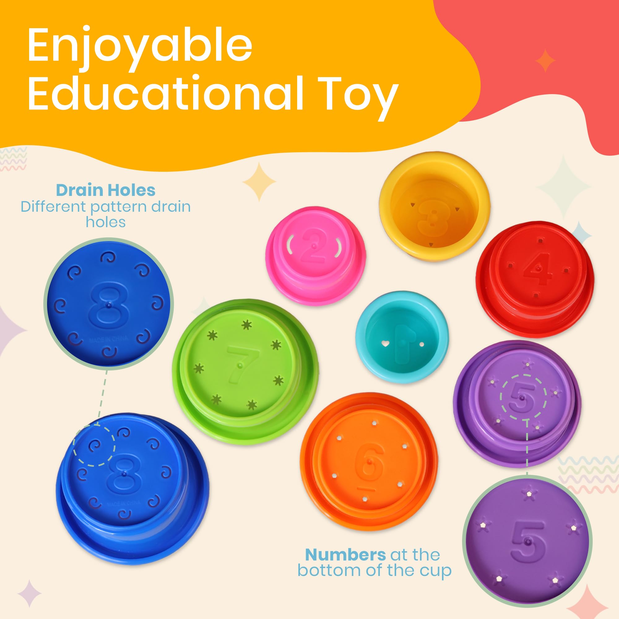 Tiny Tinker Montessori-inspired cups promote sequential stacking and exploration