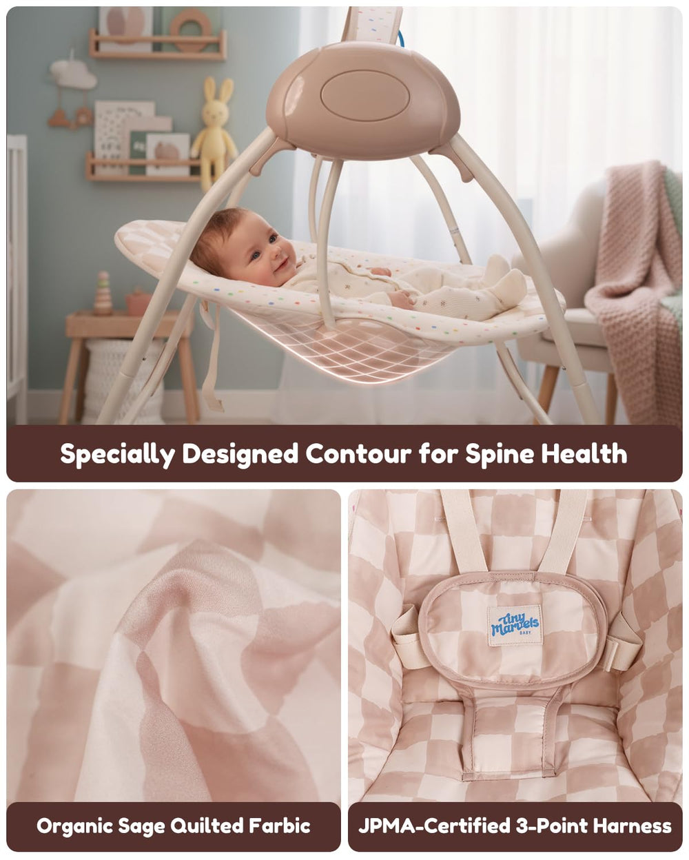 Tiny Marvels portable swing with lullabies and adjustable volume